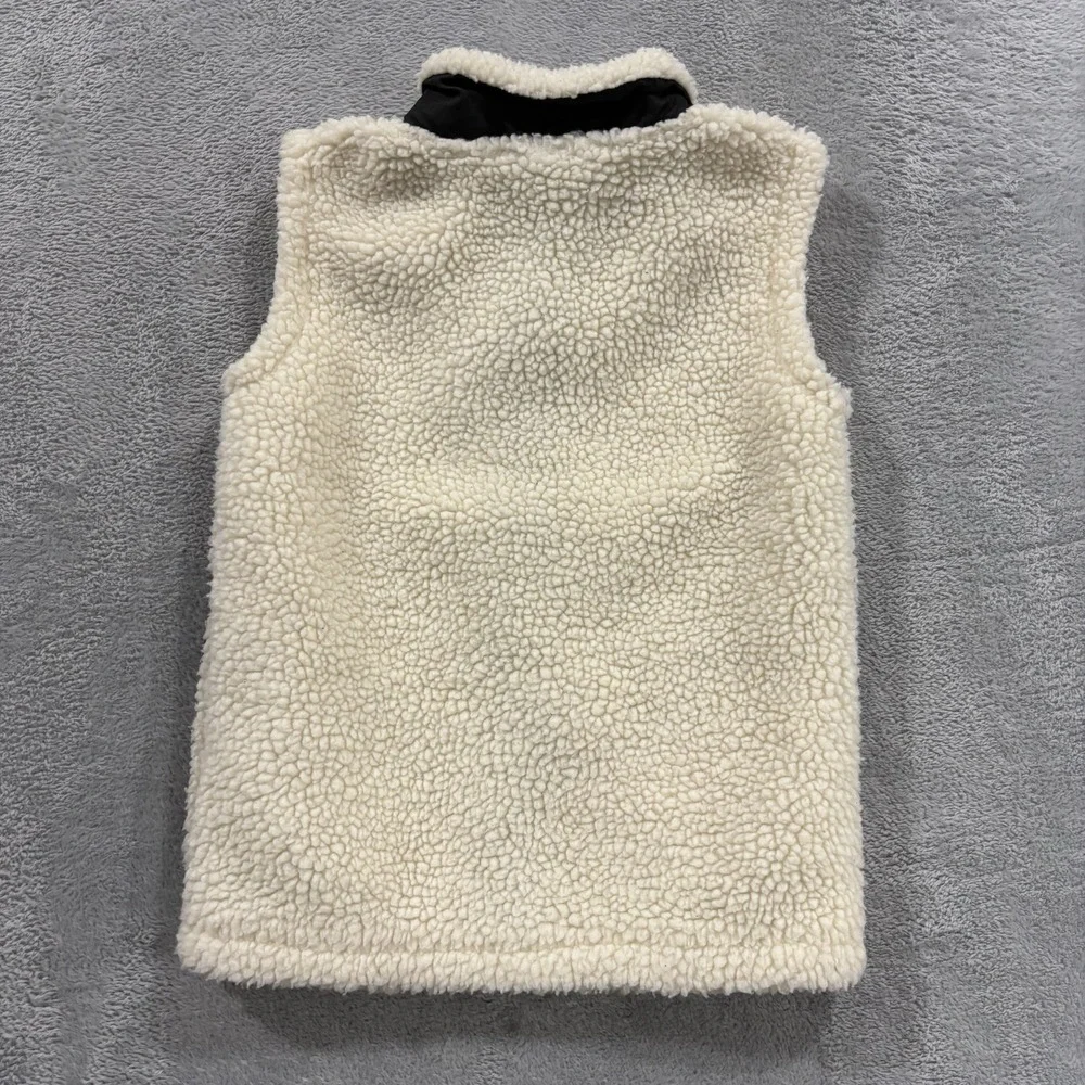G.H. Bass & Co. Sherpa Fleece Vest Youth Kids 6 White Black Full Zip